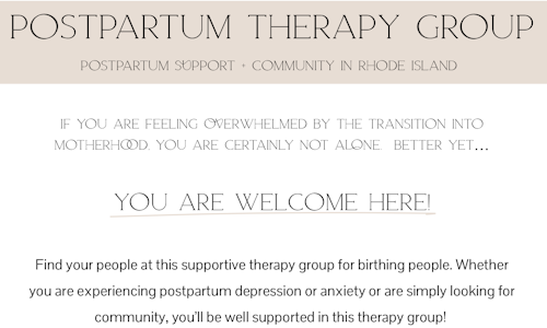 Postpartum Therapy Group Rhode Island 